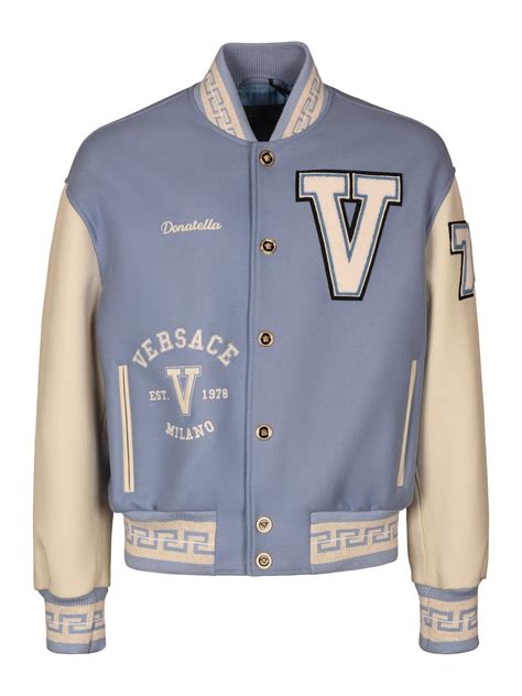 versace coat black and white|Versace varsity jacket.